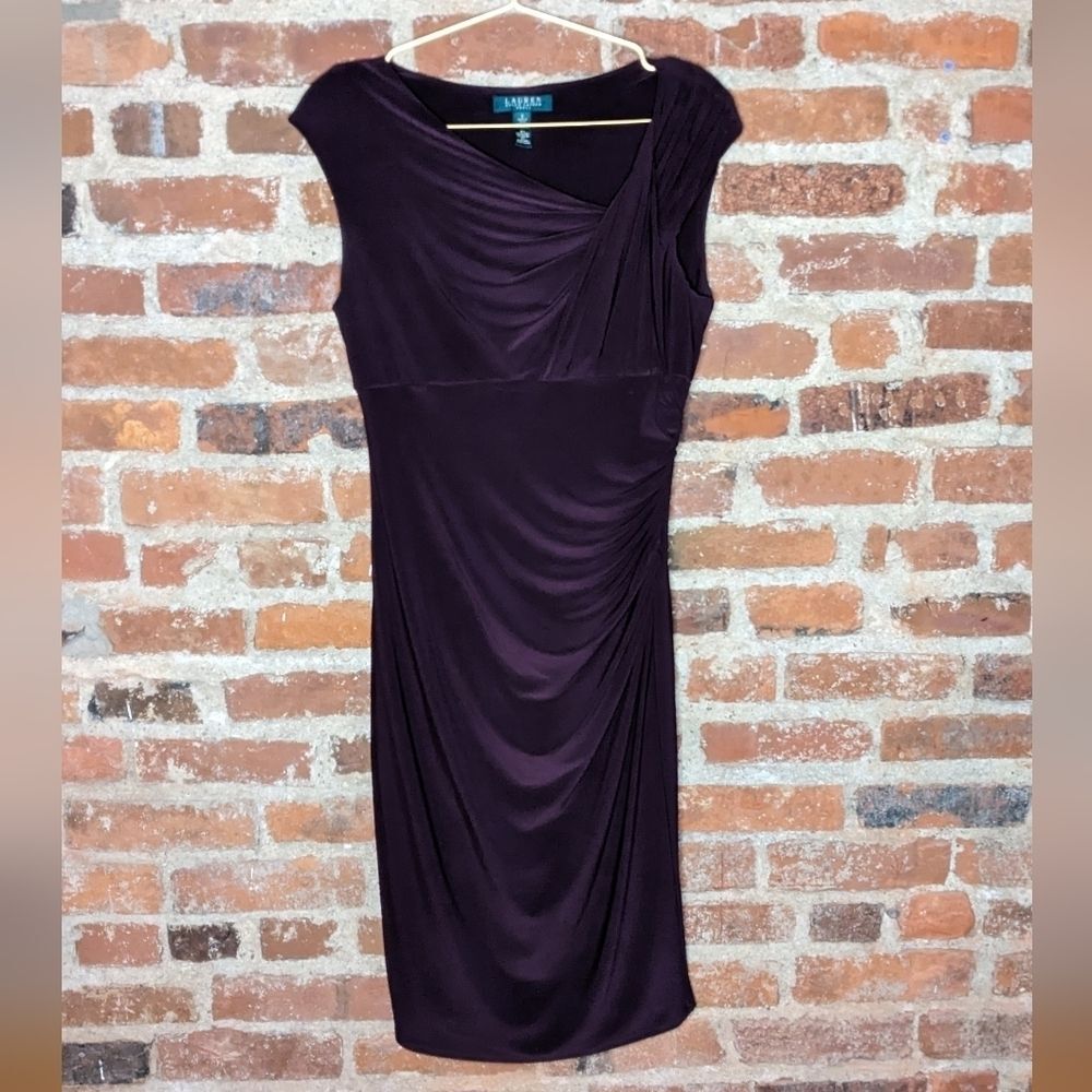 Lauren Ralph Lauren Purple Ruched Cocktail Dress Formal Evening Wear‎ Size 6